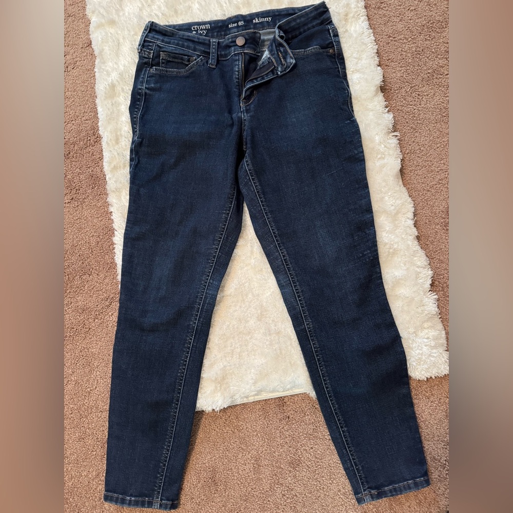 Crown & Ivy Dark Indigo Skinny Jeans, 6S